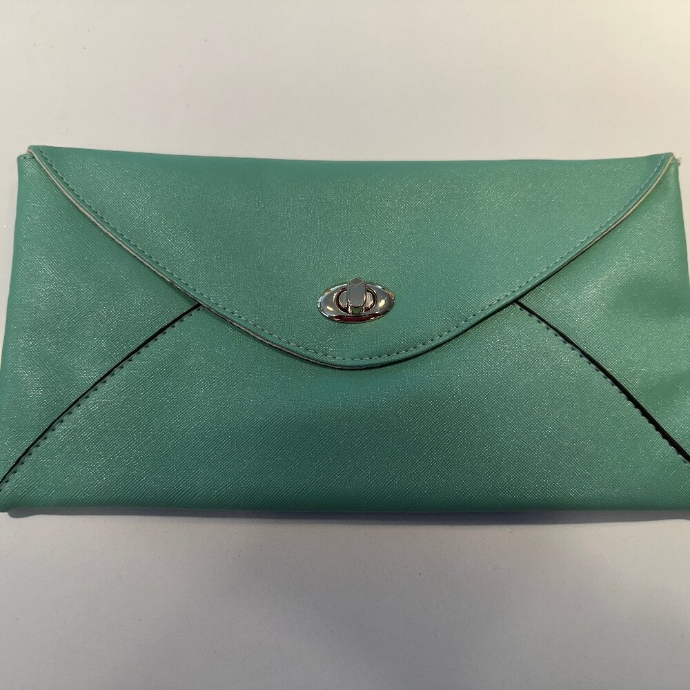 Seafoam Green Clutch, Faux Leather